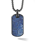 David Yurman The Pavé Collection Sterling Silver, Black Titanium & Blue Sapphire Streamline Tag Pendant