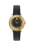 Versace Greca Flourish IP Yellow Gold & Leather Strap Watch/35MM