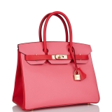 Hermès Special Order (HSS) Birkin 30 Rose Azalee and Rouge de Coeur Epsom Permabrass Hardware