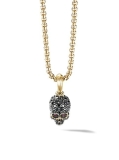 David Yurman Memento Mori Skull Amulet with Full Pavé Black Diamonds, Rubies and 18K Yellow Gold