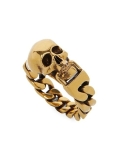 Alexander McQueen Skull Gold-Plated Brass Chain Ring