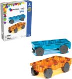MAGNA-TILES Cars – Blue & Orange 2-Piece Magnetic Construction Set, The Original Magnetic Building Brand