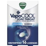 Vicks VapoCool Sore Throat Drops Benzocaine Menthol Over the Counter Medicine 16 Ct