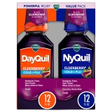 Vicks DayQuil NyQuil Cold Flu Liquid Medicine Adults Elderberry 12 Fl oz