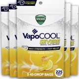 Vicks Vapo Cool Severe Menthol Drops Cold Medicine Sore Throat Remedy Honey Lemon 225 Count