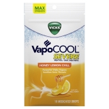 Vicks VapoCOOL SEVERE Honey Lemon Chill Lozenges 18 Drops for Sore Throat Cough Pain Relief