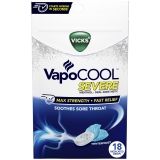 Vicks Vapocool Severe Medicated Sore Throat Drops Max Relief Menthol Winterfrost 18 ct