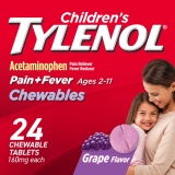 Tylenol Chewables 160mg Acetaminophen Grape 24 Ct Childrens