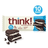 Think High Protein Bars Cookies and Creme 2.1 oz Bar 10 Count