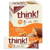 Think High Protein Bars RE32 Gluten Free Kosher Creamy Peanut Butter Nutrition Snacks 21 Oz per Bar 12 Count