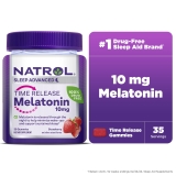 Natrol Time Release Melatonin 10mg Adult Sleep Gummies Strawberry Flavored 35 Servings