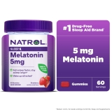 Natrol 5mg Melatonin Gummies Sleep Support Adults 60 Strawberry Flavored Gummies 30 Servings