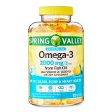 Spring Valley Maximum Care Omega-3 Fish Oil Softgels 2000mg 120 Count for Eye Brain Bone & Heart Health Supplement