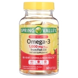 Spring Valley Omega-3 Fish Oil Dietary Supplement Softgels 1000mg 60 Count
