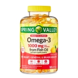 Spring Valley Omega-3 Fish Oil Supplement Softgels 1000mg 120 Count Heart Brain Health Dietary