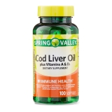 Spring Valley Cod Liver Oil Vitamins A D3 Immune Health Supplement Softgels 100 Count