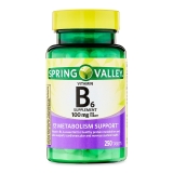 Spring Valley Vitamin B6 100 mg Supplement 250 Count for Energy & Metabolism Boost