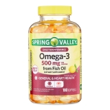 Spring Valley Fish Oil Omega-3 General and Heart Health Softgels 500mg 180 Count