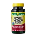 Spring Valley Turmeric Curcumin Ginger Powder Wellness Supplement Capsules 500mg 90 Count