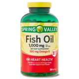Spring Valley Omega 3 Fish Oil Heart Health Dietary Supplement Softgels 1000mg 300 Count