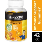 Airborne Vitamin C Zinc Immune Support Gummies Honey Lemon Flavor 63 Count