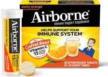 Airborne 1000mg Vitamin C Zinc SUGAR FREE Effervescent Tablets Immune Support Powerful Antioxidants A C E 30 Fizzy Drink Tablets Zesty Orange Flavor