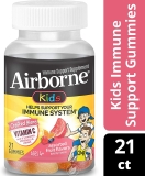 Airborne Kids Assorted Fruit Flavored Gummies 21 count in a bottle Gluten-Free Immune Support Supplement with Echinacea and Ginger Packaging May Vary