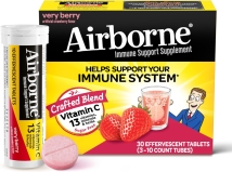 Airborne 1000mg Vitamin C Zinc SUGAR FREE Effervescent Tablets Immune Support Powerful Antioxidants Vitamins A C E 30 Fizzy Drink Tablets Very Berry Flavor