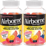 Airborne 750mg Vitamin C Gummies Immune Support Supplement with Antioxidants A C & E 2x63ct Bottles 126 Gummies Assorted Fruit Flavor