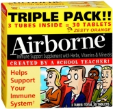 Airborne Effervescent Zesty Orange Tablets 30 Count Twin Pack