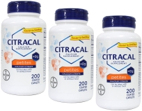 Citracal Petites Vitamin D3 200-Count 200 Tablets Each for Bone Health 3 Pack