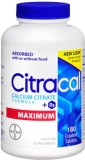 Citracal Calcium Citrate Vitamin D Coated Caplets 180 Caplets Pack of 6 for Strong Bones