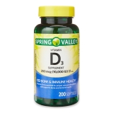 Spring Valley Vitamin D3 Supplement Softgels 250mcg per Softgel 10000 IU 200 count