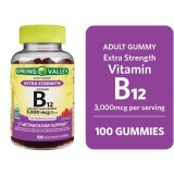 Spring Valley Extra Strength Vitamin B12 Vegetarian Gummies Raspberry Flavor 3000mcg 100 Count