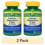 Spring Valley Calcium Magnesium Zinc Plus Vitamin D3 Coated Caplets 250 Count