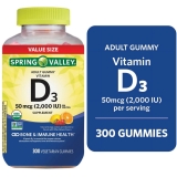 Spring Valley Non GMO Vitamin D3 Vegetarian Gummies Assorted Fruits 50 mcg 300 Count