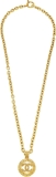 CHANEL Pre-Loved Gold Filigree 'CC' Round Necklace, Gold