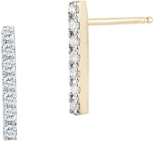 MATEO New York Mini Yellow Gold Diamond Bar Earring
