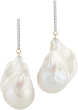 MATEO New York 14K Gold Baroque Pearls and Diamonds Earring