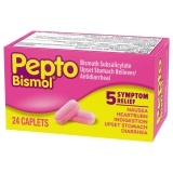 Pepto Bismol Capsules for Nausea Acid Stomach Indigestion Upset Stomach Diarrhea 24 Count
