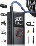 Tire Inflator Portable Cordless Bike Tire Pump 150 PSI Air Compressor for Auto Motorcycle Bicycle Balls Pressure Gauge LED Light Black Medium