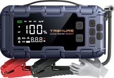 Trekure  10-in-1 Car Battery Jump Starter Air Compressor 6000A 160PSI 45W Charger Jump Box All Gas 12L Diesel Portable Cables Gloves Lights