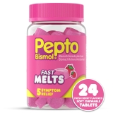 Pepto Bismol Fast Melts Chewable Tablets for Indigestion Diarrhea Stomach Relief Berry 24 Count