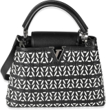 Louis Vuitton Pre-Loved Black White Woven Calfskin Tressage Capucines BB