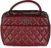 CHANEL Pre-Loved Burgundy Quilted Lambskin Medium Trendy CC Bowling Bag