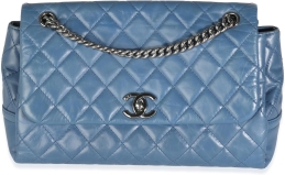 CHANEL Pre-Loved Navy Quilted Distressed Calfskin In The Business Flap Bag
