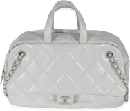 CHANEL Pre-Loved Grey Calfskin Express Bowling Bag