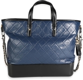 CHANEL Pre-Loved Black & Blue Quilted Calfskin Large Gabrielle Shopping Tote