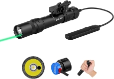 OLIGHT Odin GL M 1500 Lumens MLOK Mount Rechargeable Tactical Flashlight Green Beam White LED Combo Removable Slide Rail Mount Dual-Button Remote Pressure Switch