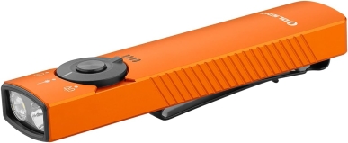 OLIGHT Arkfeld Pro Rechargeable EDC Flat Flashlight Green Beam UV White LED Combo 1300 Lumens Portable Pocket Light Triple Sources Outdoors Emergency Working Orange CW